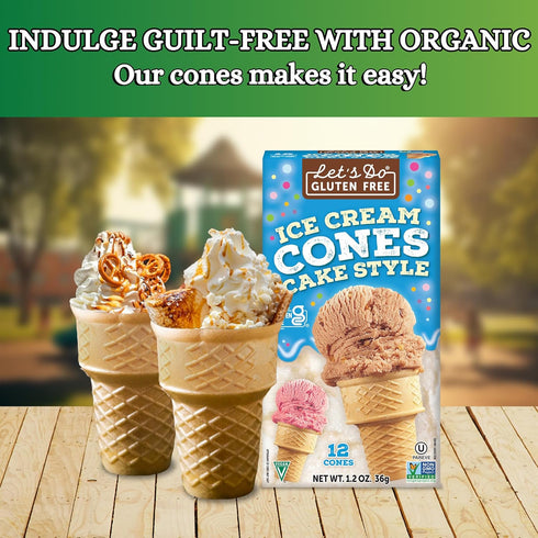 1.2 Oz (Pack 12) Lets Do Gluten Free Ice Cream Cones - Sugar Cones for Ice Cream, Mini Ice Cream Cones, Ice Cream Cups