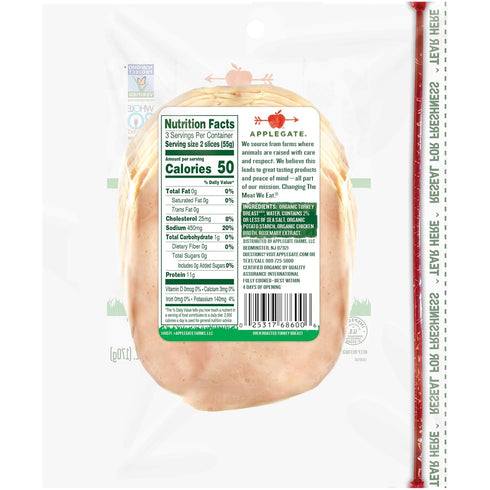 Applegate 6oz , Organic Oven Roasted Turkey Breast