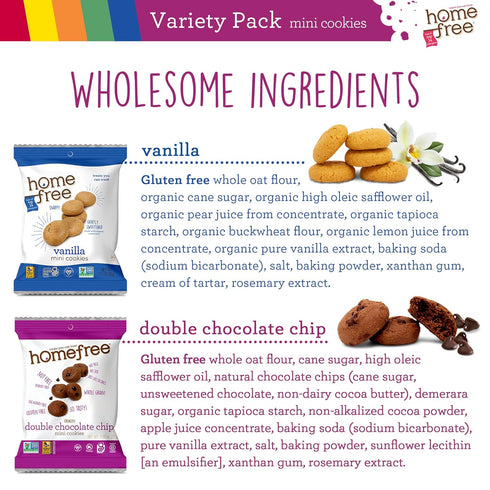 Homefree Mini Cookies Variety Pack, Gluten Free, Nut Free, Vegan Snack Packs (Pack of 10)