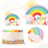 Glitter Happy Birthday Cake Toppers, Rainbow Cake Picks for Baby Shower Birthday Party Decoration Supplies