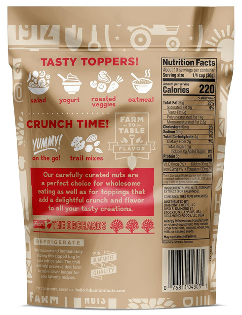 10 oz. Diamond of California Signature Collection Chopped Walnuts, Raw Walnuts for Wholesome Snacking or Topping Your