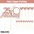 Sumerk 25th Anniversary Cake Topper, 13PCS Rose Gold Glitter Decorations Set for Wedding Celebration Party