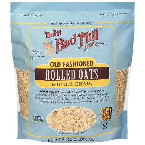 32oz (Pack 4) Bob's Red Mill Old Fashioned Regular Rolled Oats, of - Non GMO, Whole Grain, Vegan, Kosher