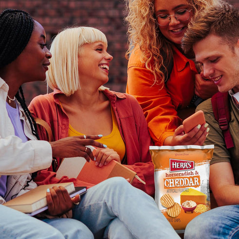 6oz (6 Count) Herrs Potato Chips, Horseradish and Cheddar Flavor, Gluten Free Snacks, Bag