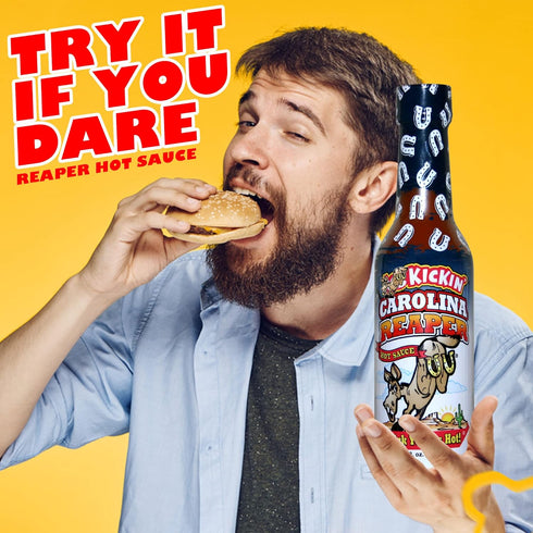 KICKIN' Carolina Reaper Hot Sauce, 5 oz, Premium Gourmet for Chicken Wings and Breakfast Burritos