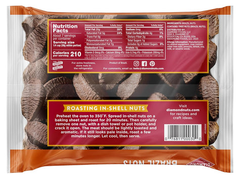 16.0 oz Diamond of California In-Shell Brazil Nuts, Bag