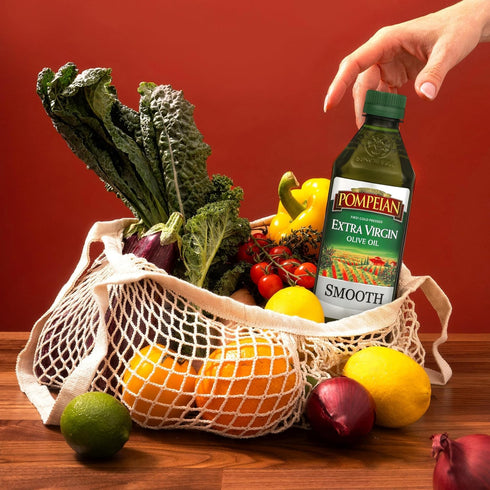 16 oz 473 mL Pompeian Smooth Extra Virgin Olive Oil - fl - - First Cold Pressed Olive Oil for Cooking - Smooth Taste