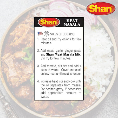 (100g) Packets Shan - Meat Masala Seasoning Mix - Spice for Medium Meat Curry