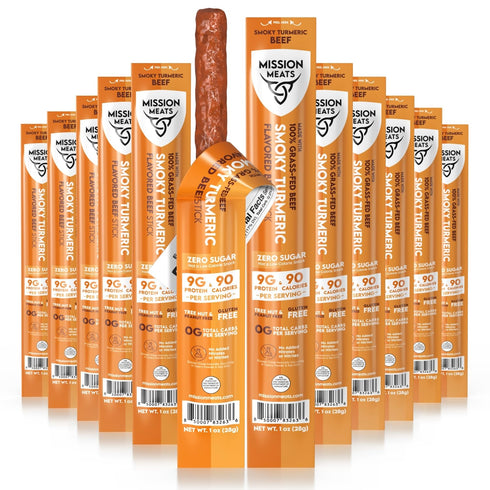 Mission Meats Beef Sticks 100% Grass Fed & Pasture Raised, Sugar Free,