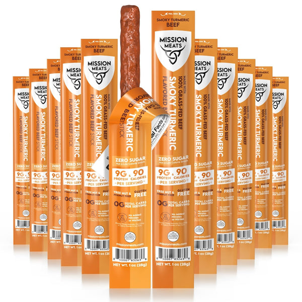 Mission Meats Beef Sticks 100% Grass Fed & Pasture Raised, Sugar Free,