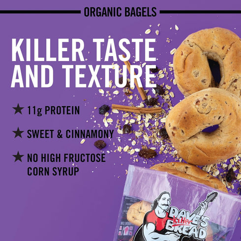 5 Count Dave's Killer Bread Cinnamon Raisin Remix Bagels, Organic Cinnamon Raisin Bagels