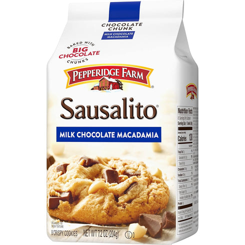 7.2 OZ (8 Pepperidge Farm Sausalito Crispy Milk Chocolate Macadamia Nut Cookies, Bag Cookies)