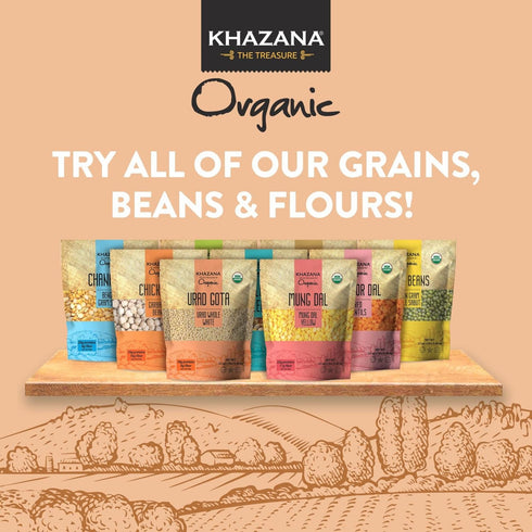 7lb Khazana Organic Chickpeas - Garbanzo Beans | Non-GMO, Gluten Free & Kosher | Authentic Lentils From India