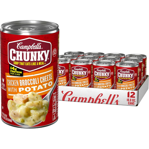 Campbell's Chunky Soup, Chicken Broccoli Cheese Soup, 18.8 Oz Can (Case of