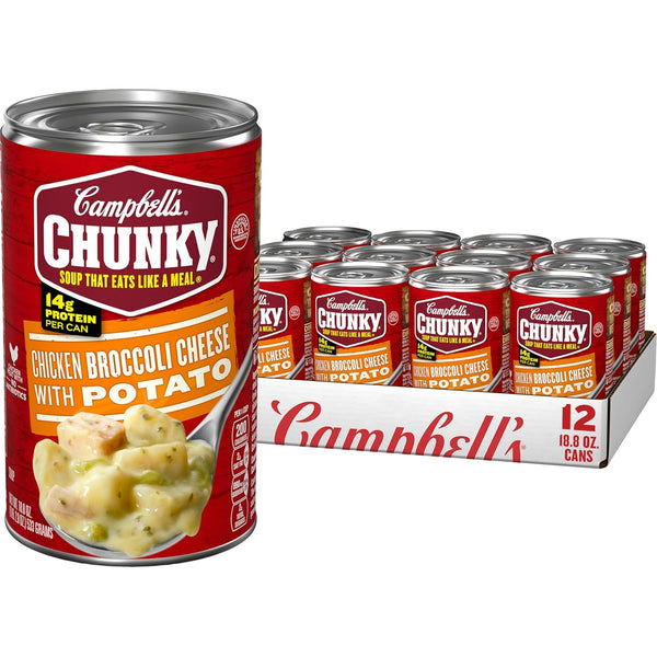 Campbell's Chunky Soup, Chicken Broccoli Cheese Soup, 18.8 Oz Can (Case of