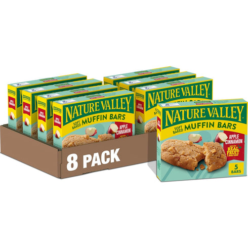 Nature Valley Soft-Baked Muffin Bars, Apple Cinnamon, Snack Bars, 5 Bars, 6.2