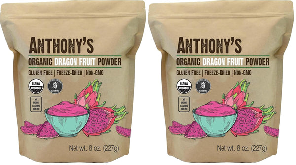 Anthony's Organic Dragon Fruit Powder, 8 oz, Freeze-Dried, Gluten Free, Non GMO