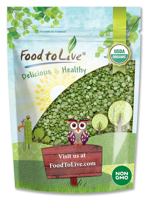 Food to Live Organic Green Split Peas, 1 Pound Non-GMO, Dried, Vegan,