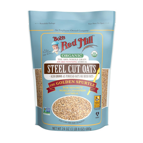 24oz (Pack 4) Bob's Red Mill Organic Steel Cut Oats, of - Non GMO, Whole Grain, Vegan, Kosher
