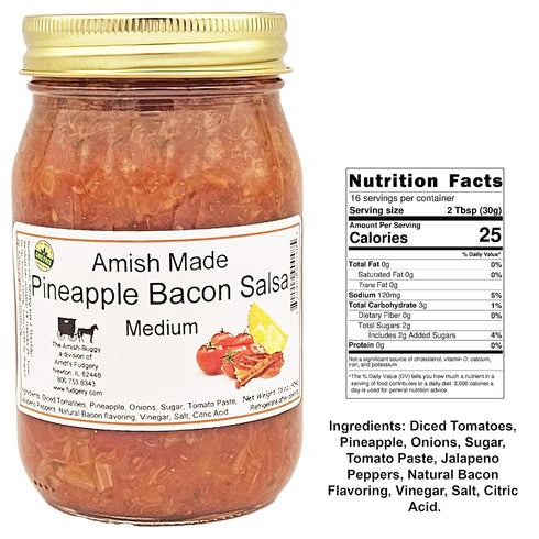Arndts Fudgery DBA The Amish-Buggy 2-16 oz. Arndts Fudgery Amish Made Salsa Jars (Pineapple Bacon)