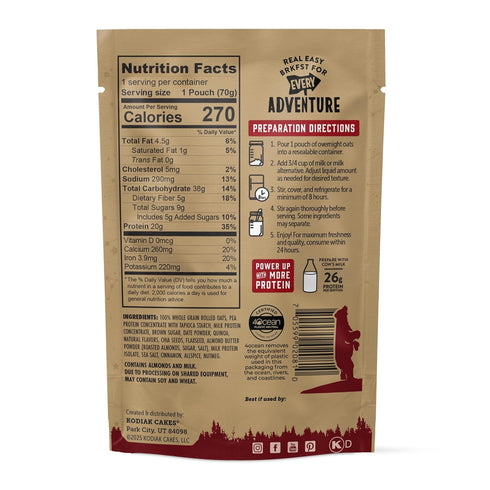 9 Kodiak Cakes Protein Overnight Oats, Cookie Butter, pouches
