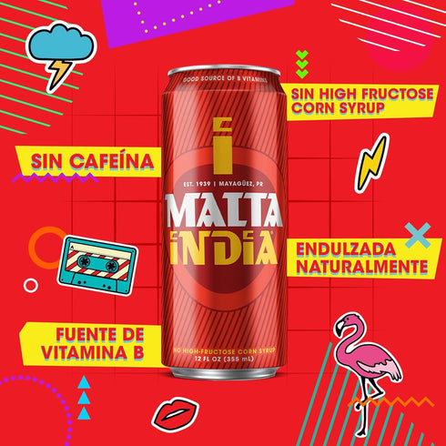 Malta India 8 (Pack 6) Packaging - Malt Beverage Non Alcoholic Original from Puerto Rico, Ounce of - may vary