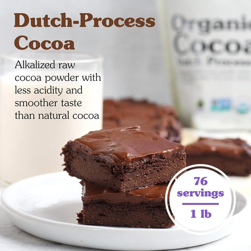 1 lb NuNaturals Unsweetened Organic Fairtrade Certified Cocoa Powder, Premium Dutch-Process For Drinking and Baking