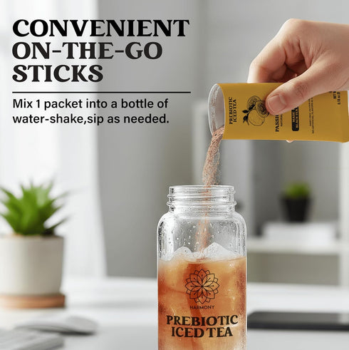 Packs, Packets 3g 10 Count Harmony Prebiotic Iced Tea Stick Passion Fruit - Zero Sugar Black Tea Drink Mix