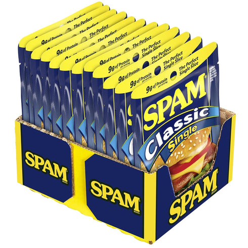 9 2.5 oz (12 Pack) SPAM Classic Single, Grams of Protein Per Serving, Single Pouches