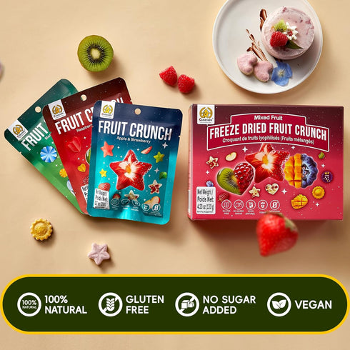 SUNGIVEN 6 Packs Freeze Dried Fruit Crisps Crunch Mixed Fruit Gluten Free Made with Fruit Vegan Healthy Snacks Ready