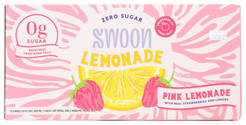 12 (Pack 12) Swoon Pink Lemonade, Zero Sugar, Low Calories, Vegan Friendly, Kosher, Gluten Free & Non-GMO, Fluid Ounce