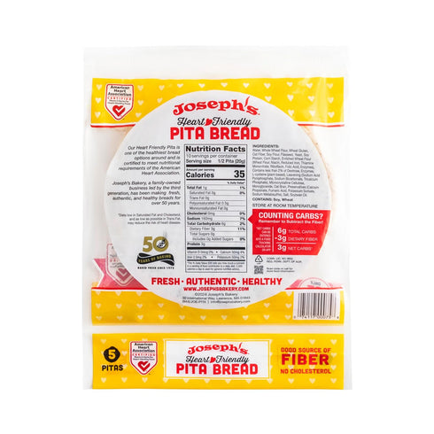 3g 3-Pack (5 Pack, 15 Joseph's Heart-Friendly Pita Bread, Net Carbs Per Serving, Per Pitas Total), Fresh Baked