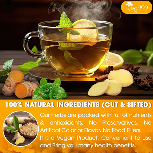 TOG999, 12oz/200 Anti-Inflammaheb 100% cups Loose Leaf Tea | Natural Blend of Ginger, Turmeric, Peppermint, Black