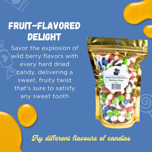 6 oz Rocky Dried Candy - Crunchy Freeze Dried Colorful Candy Wild Berry Great for Rainbow Drops Perfect for Snacking