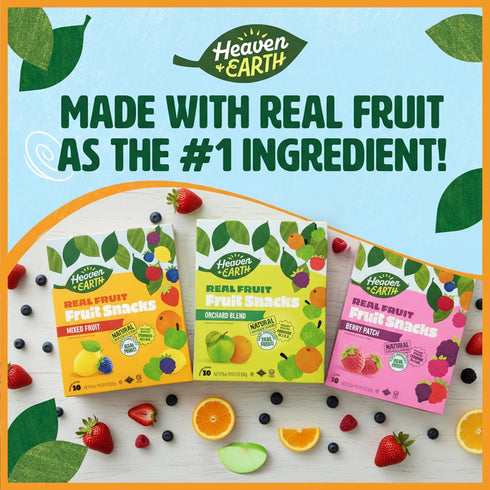 Pack, .8 oz (30 Gummies Heaven & Earth Fruit Snacks, Variety Pouches) | Real Fruit for Kids | School Safe, Natural