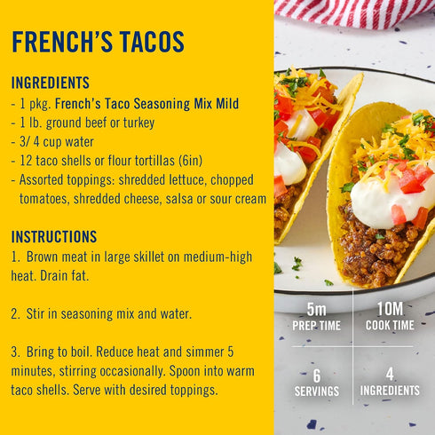0.75 oz (Pack 12) French's Mild Taco Seasoning Mix