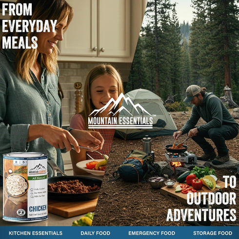 14.5 oz 5-Year pack 1 Mountain Essentials Fully Cooked Chicken Canned White Meat for Daily Meals, Camping & Emergency
