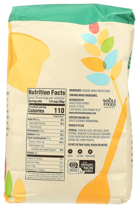 365 100% 80 (Pack 2) by Whole Foods Market, Organic Whole Wheat Flour, Ounce