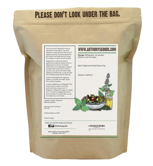 1 lb, Anthony's Organic Peppermint Leaves, Gluten Free, Non GMO, Cut & Sifted, Keto Friendly