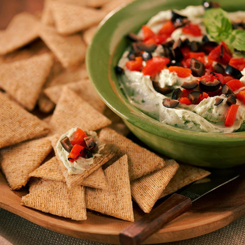 6-7.1 oz Triscuit Thin Crisps Tomato Basil Pizza Whole Grain Wheat Crackers, Lunch Snacks, Bulk Snack Crackers, Boxes