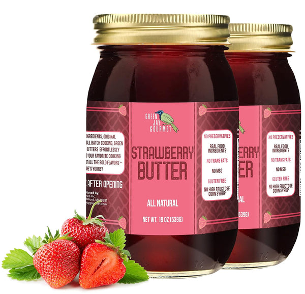 Green Jay Gourmet Strawberry Butter - All-Natural, Gluten-Free Fruit Spread - Strawberry