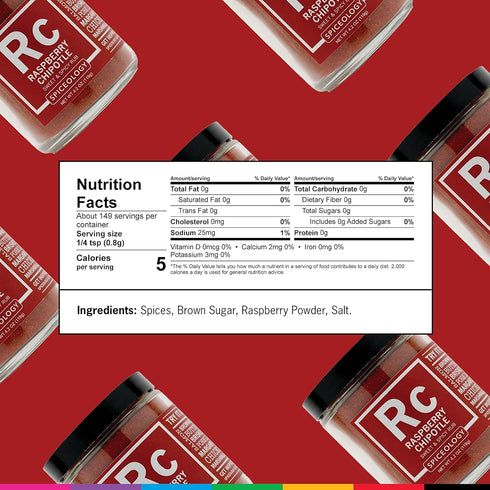 4.2 oz Spiceology - Raspberry Chipotle Sweet & Spicy All-Purpose BBQ Seasoning Spice Rub - Use on: Ribs, Pork, Bacon