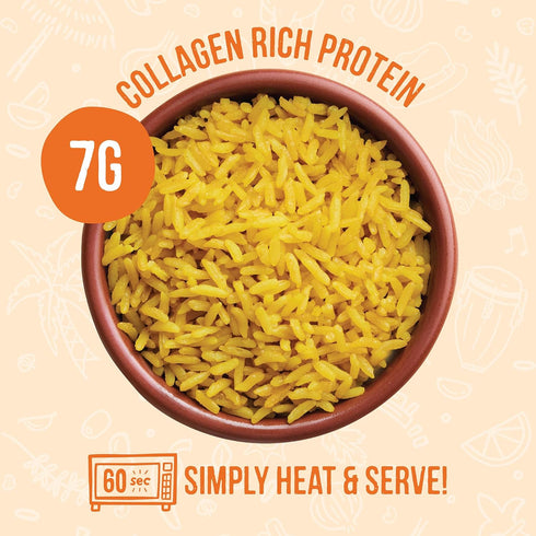 Dozen 6pk, 8oz Packets A Cousins Spanish Bone Broth Rice Ready to Eat Seasoned High Protein Rice, Clean Ingredients