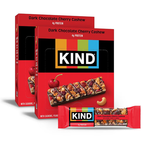 KIND Healthy Snacks Bars, Dark Chocolate Cherry Cashew, Gluten Free, High Fiber
