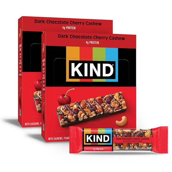 KIND Healthy Snacks Bars, Dark Chocolate Cherry Cashew, Gluten Free, High Fiber