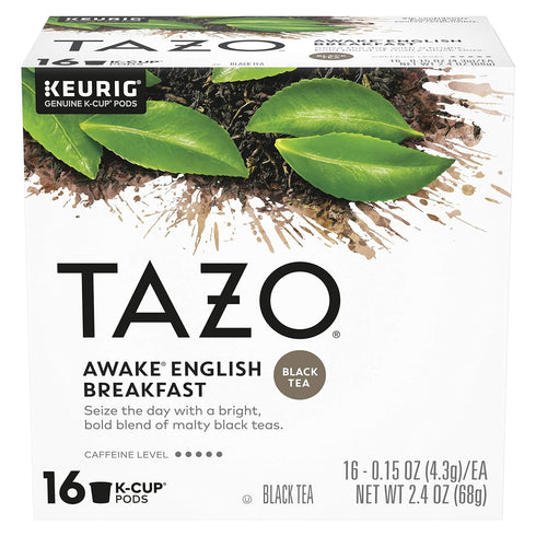 16 Count TAZO Brand Awake English Breakfast Black Tea Pods, High Caffeine