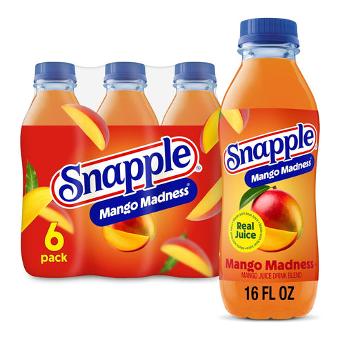 Snapple Mango Madness, 16 fl oz recycled plastic bottle, 6 pack