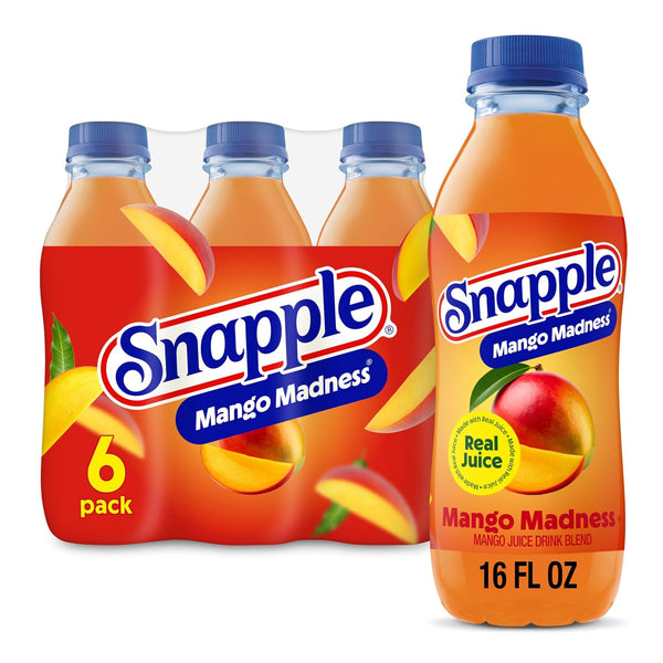 Snapple Mango Madness, 16 fl oz recycled plastic bottle, 6 pack