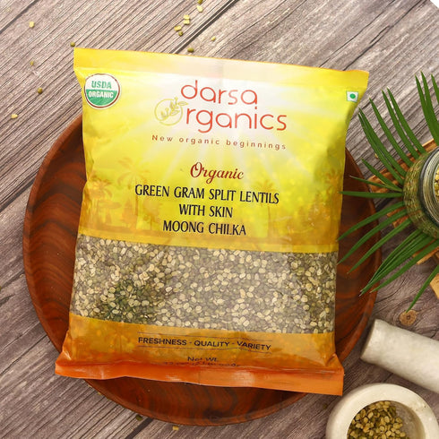 2 lb 2 lb Darsa Organics Black Gram & Moong Mung Split Lentils with Skin | Urad Dal Chilka & Green Gram Lentils | USDA