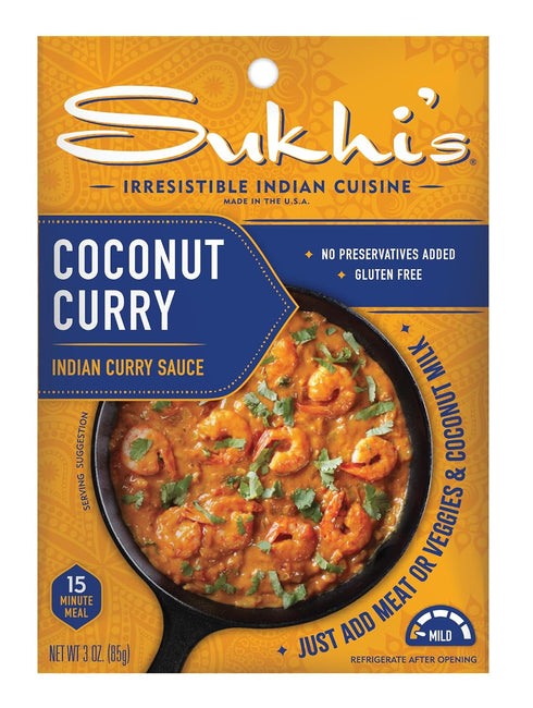 3oz (Pack 6) 84 Simmer Sukhi's Indian Curry Sauce - Coconut Curry Sauce of Servings - Gluten Free Indian Sauce Indian